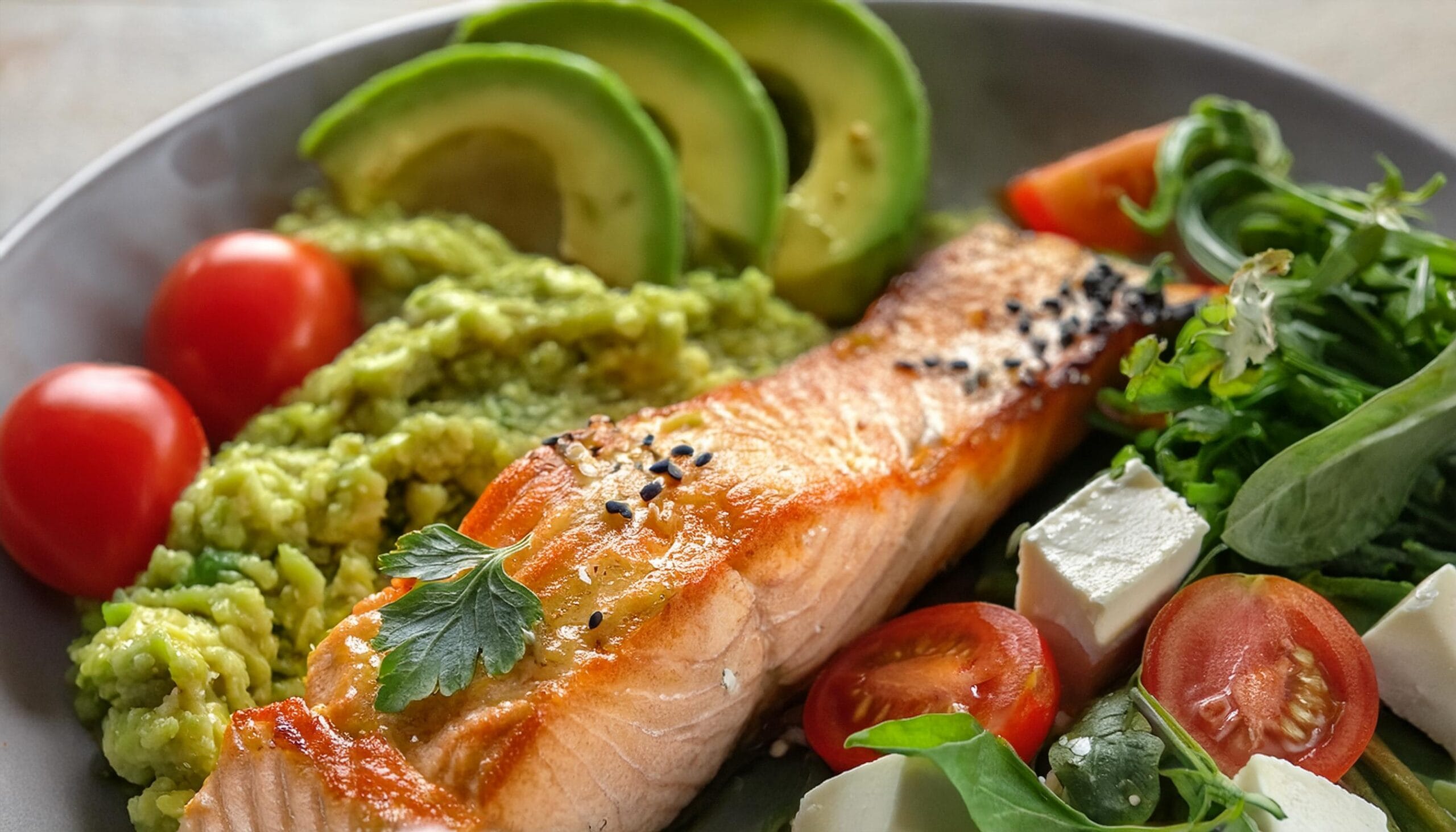 salmon with guacamole